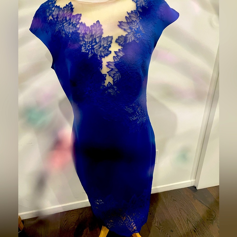 Tadashi Shoji ADELIA LACE MOTIF NEOPRENE DRESS